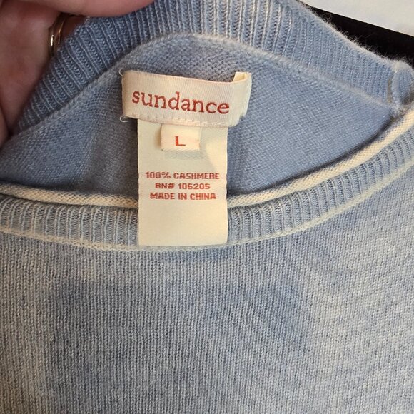 Sundance 100% Cashmere Sweater Light Blue Size Large Soft - Picture 4 of 8